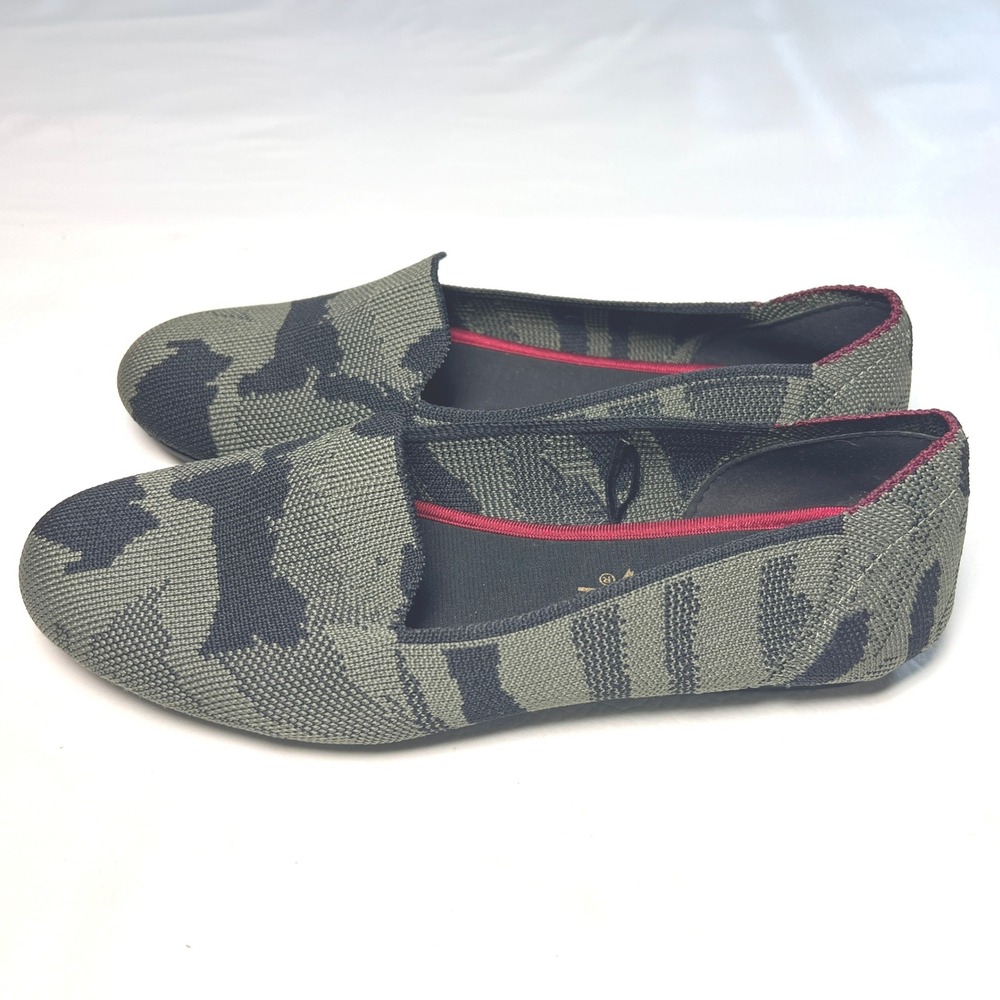 Seven7 Camo Knit Loafers Womens 8 Olive Green Camouflage Slip On Flats Casual - Picture 2 of 8